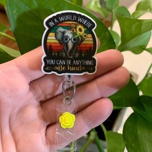 Be Kind Elephant Badge Holder